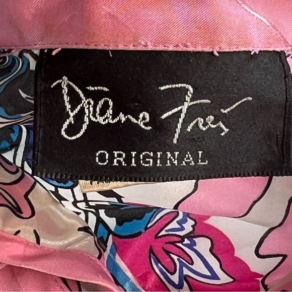 Vintage 80’s Diane Freis Georgette Colorful Abstract Pattern Drop Waist Dress OS - Picture 12 of 16